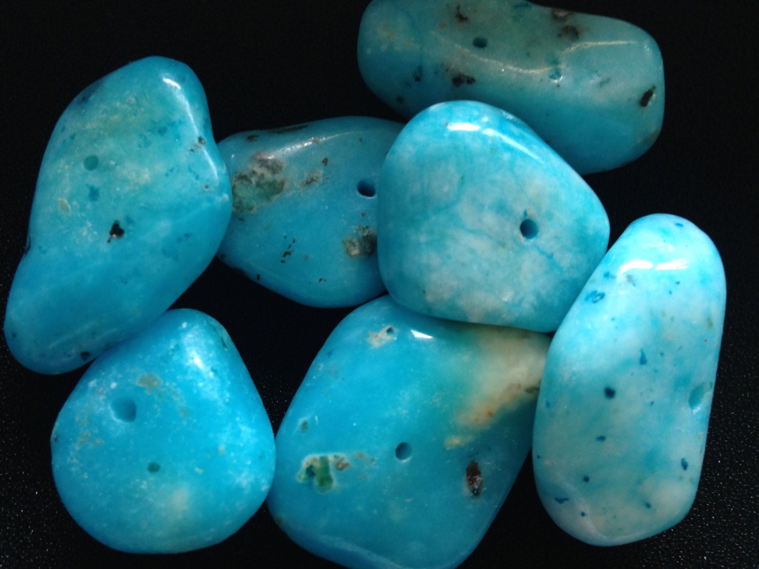 Bright Blue Turquoise Stone Beads Pkg of 7 from AngiesAtticAntiques on ...