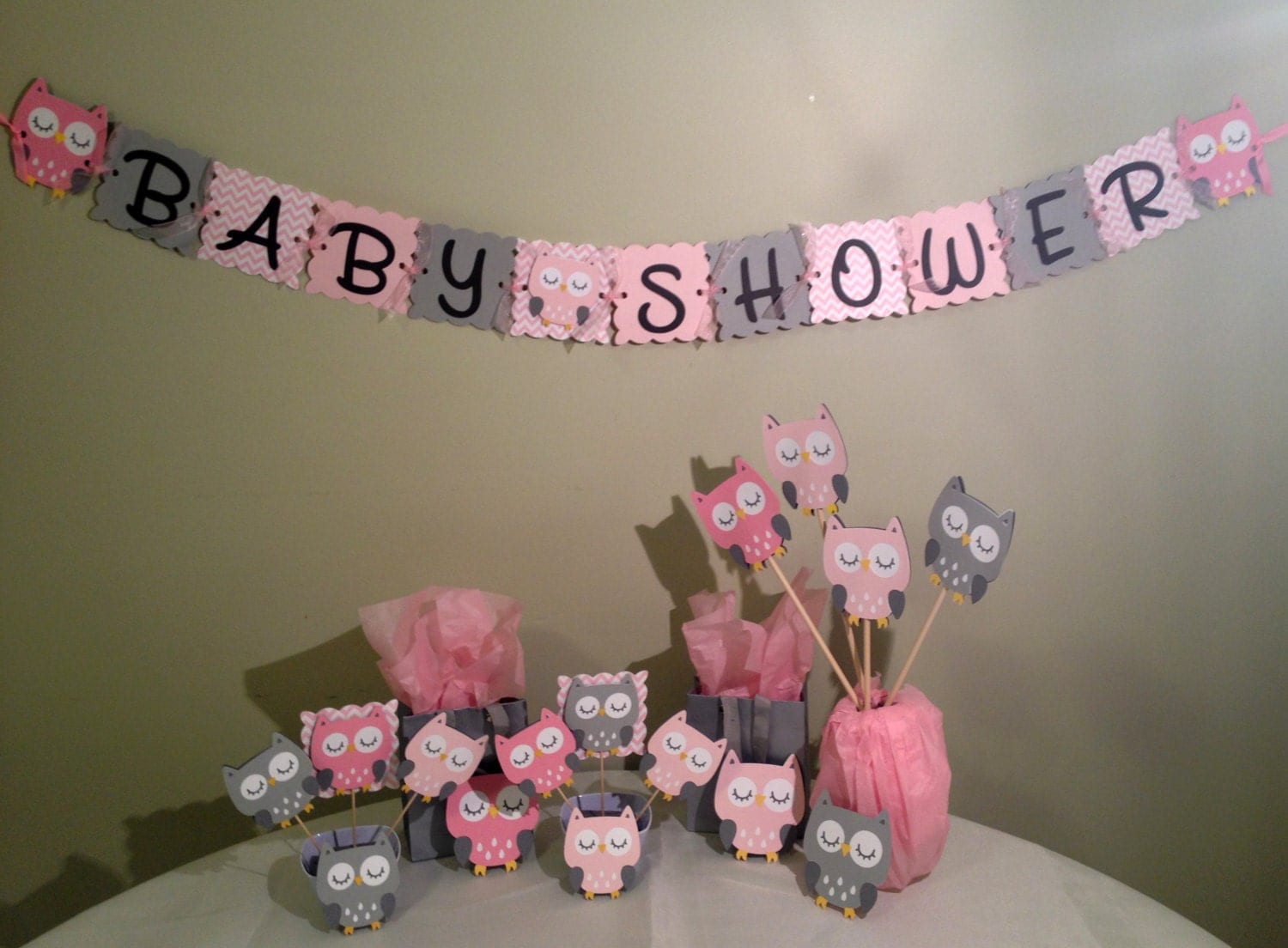 Owl Baby Shower Decorations Package Owl Baby Shower Pink