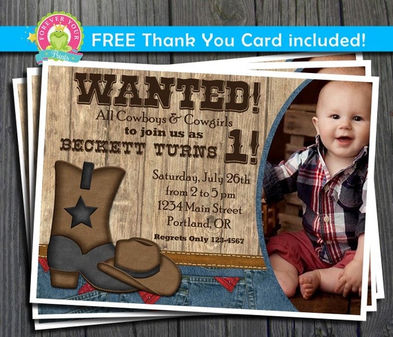 Cowboy Birthday Invitation / Cowboy Party Invite / Cowboy Invitation / Cowboy Party / Cowboy Invite / Birthday Invitation Il_570xn