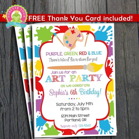 Art Party Invitation / Art Party Invite / Art Party / Art Invitation / Art Birthday Il_570xn