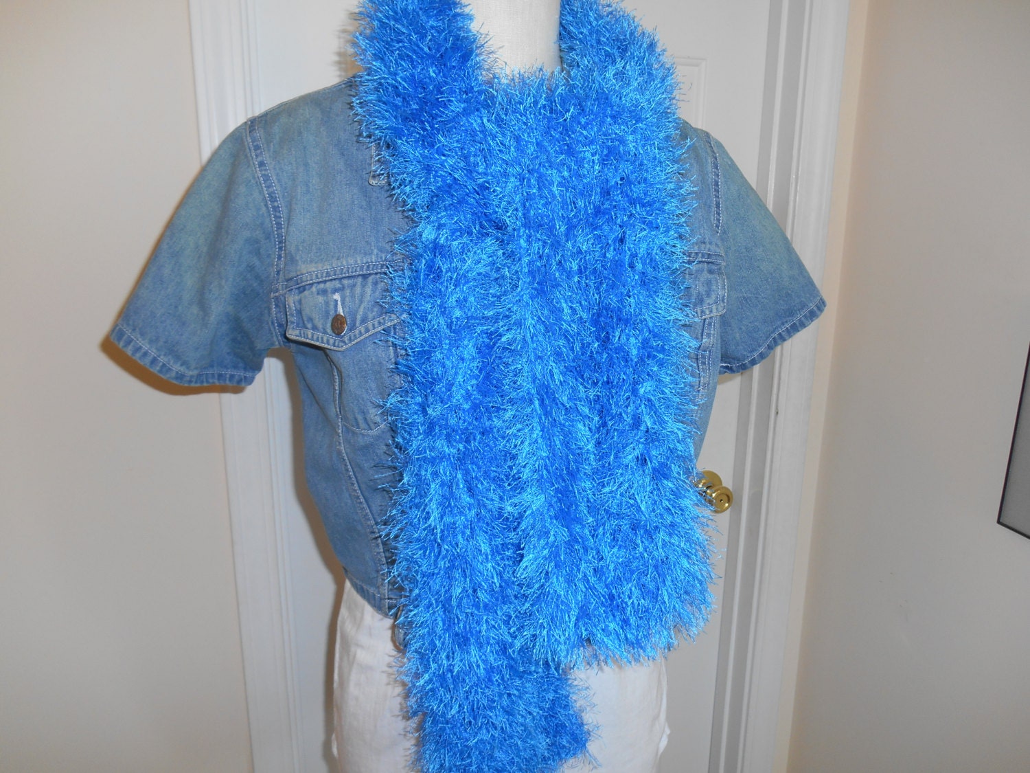 blue boa scarf