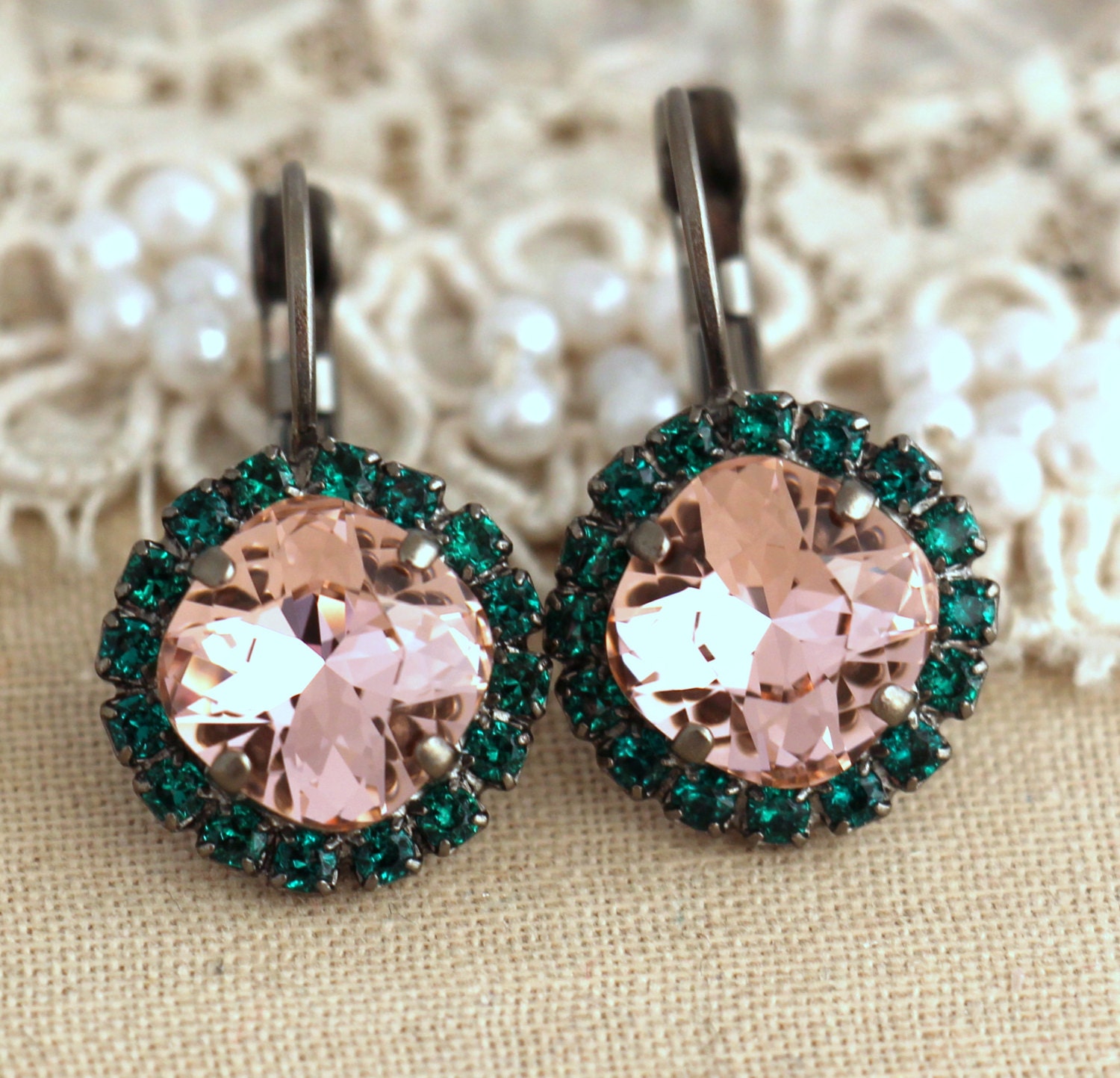 Blush pink drop earrings Blush pink earrings pink peach