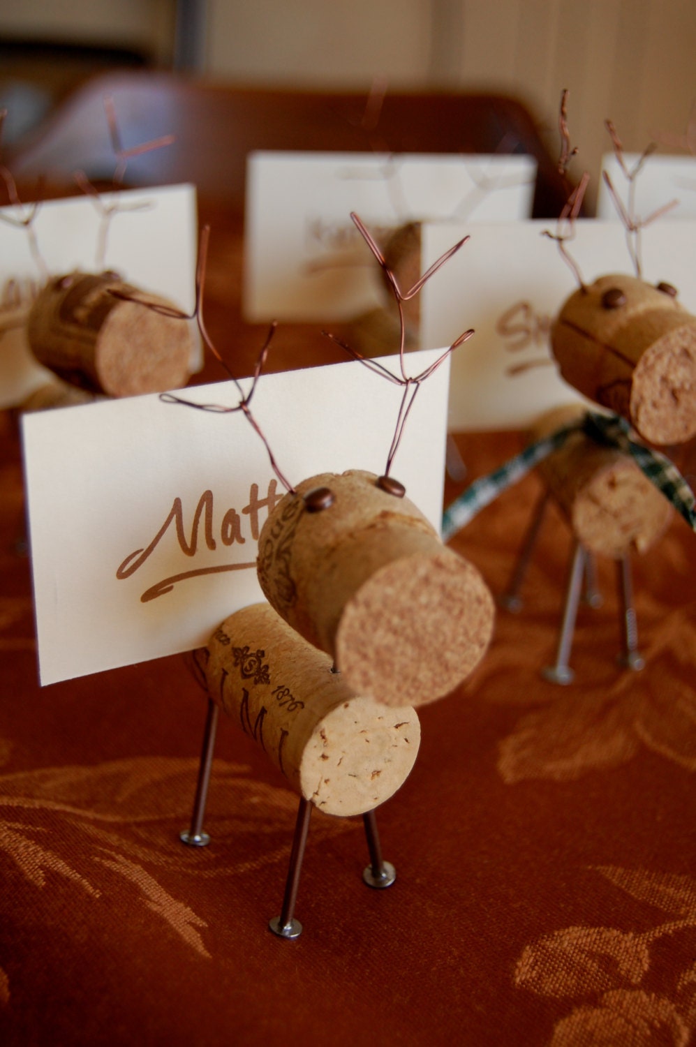 Rustic Cork Reindeer Place Card Holders by lilpie on Etsy