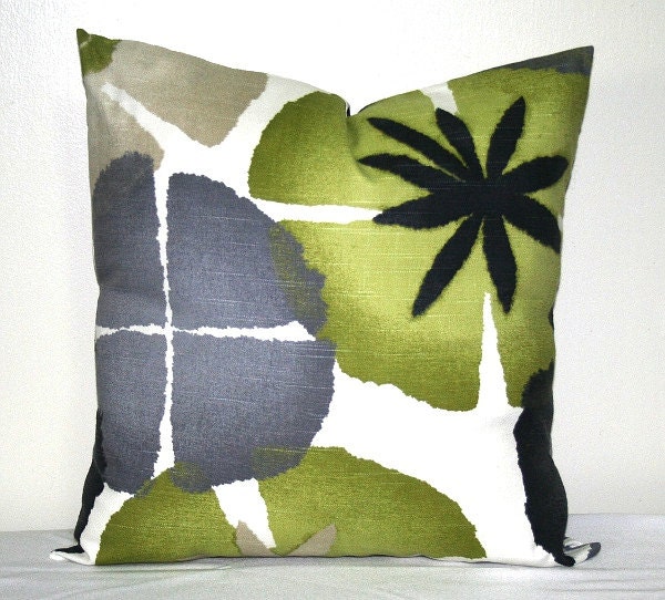 Robert Allen Lime Green and Gray Decorative Pillow Cover 18