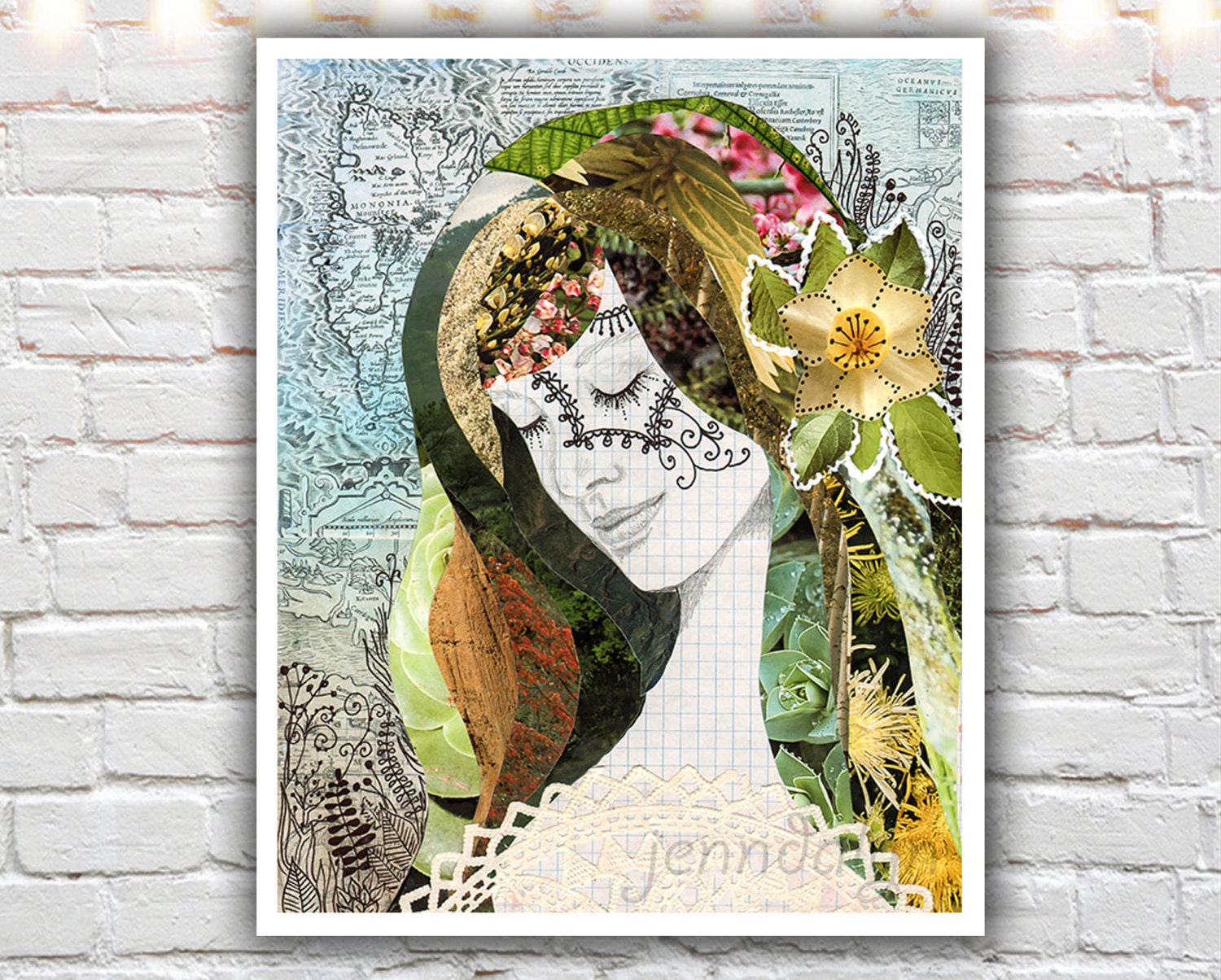 mother earth nature art mixed media collage art earthy