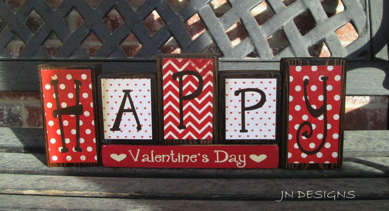 Valentine's wood blocksHappy Valentine's day by jjnewton on Etsy
