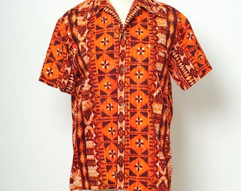 Vintage 50s Hawaiian / Vintage 1960's Men's Hawaiian short sleeve shirt / viva las vegas shirt / Barkcloth / hawaiianshirt