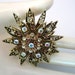 Vintage Rhinestone Brooch Ab Topaz Clear Layered