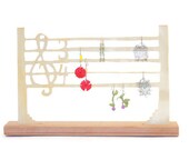 Treble Clef Earring Holder Musical Notation - five lines to hold earrings with treble clef, cut Baltic birch plywood, non-toxic finish