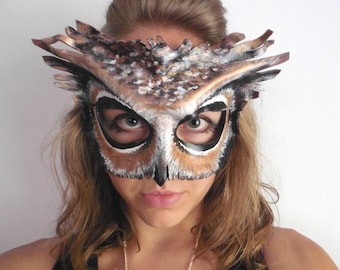 leather owl mask black white or brown owl adult or child sizes masquerade - Halloween Costumes With A Masquerade Mask leather owl mask black white or brown owl adult or child sizes masquerade - Halloween Costumes With A Masquerade Mask