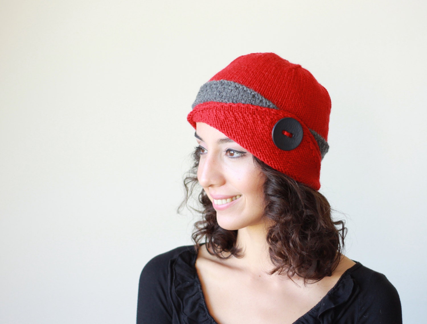 Womens knit hat Lucy Hat Womens beanie Red Winter beanie