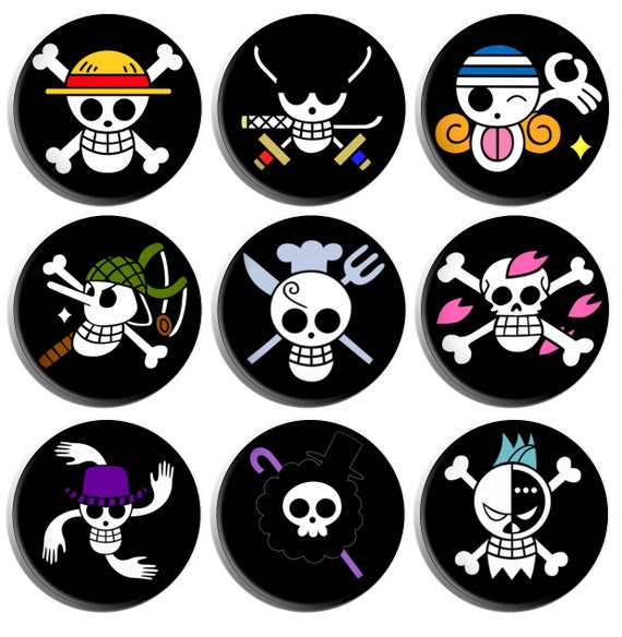 One Piece Straw Hat Pirates Flags Button Badges 9 by ButtonPinBee