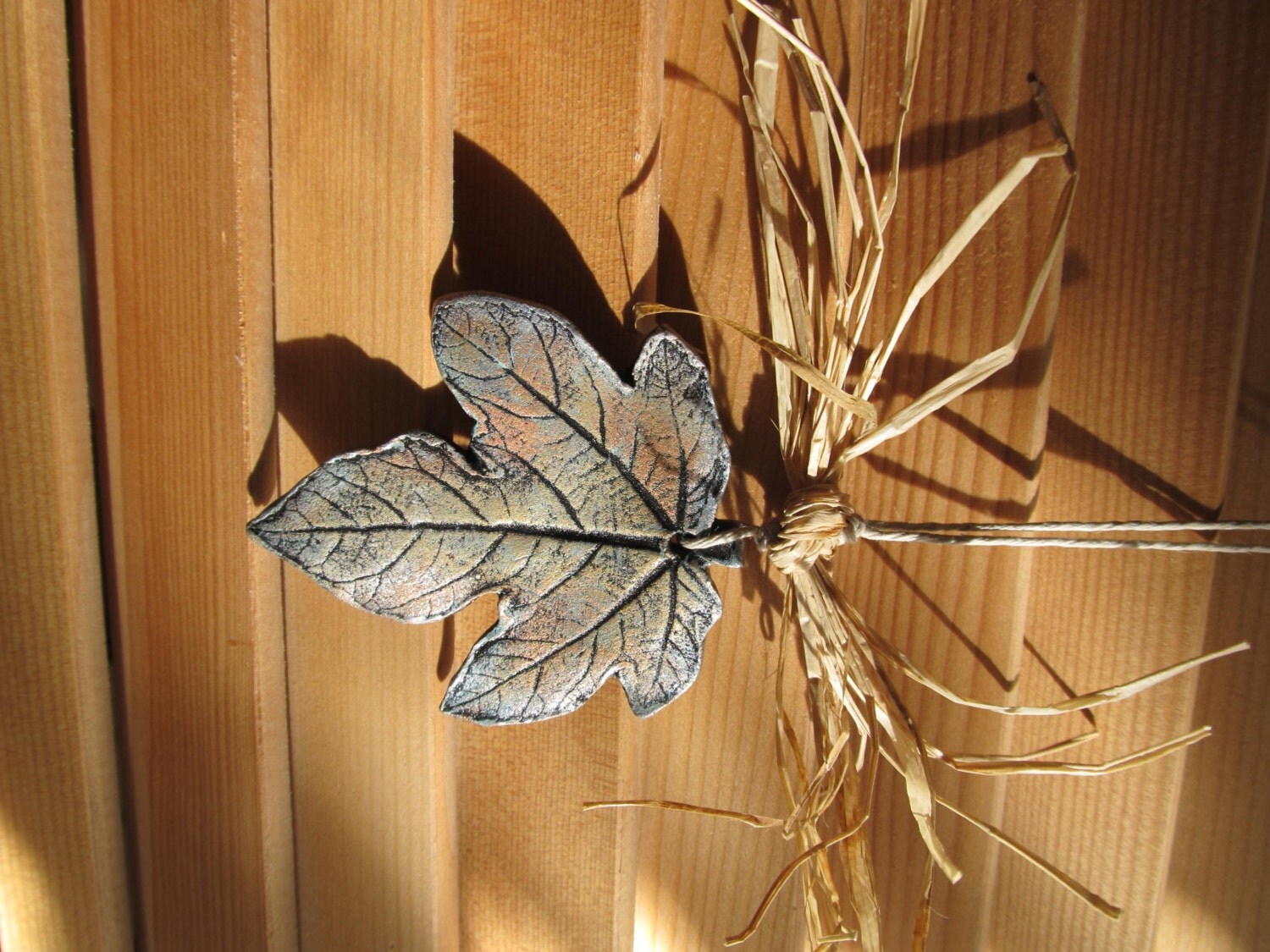 Christmas Ornament antiqued fig leaf by VanessaStoryDesigns