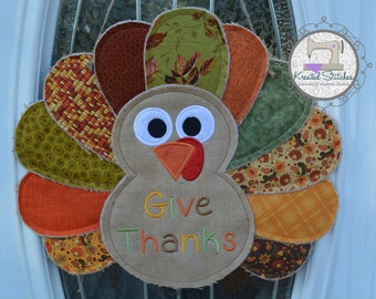 Burlap Turkey Door Hanger Thanksgiving Burlap Door Hanger Turkey Door Hanger Turkey Wreath Turkey for the Door Give Thanks