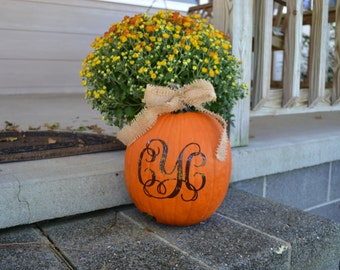 Pumpkin Monogram Decal - Halloween - Fall Decor