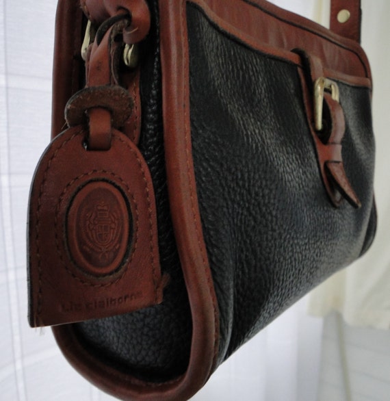 Liz Claiborne Black & Brown Leather Handbag/ Purse by Gingerfly