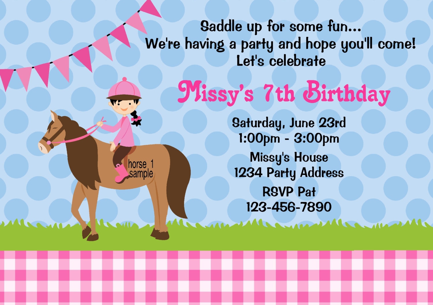 Horse Invitation Girls Horse Party Birthday by jcsaccents on Etsy