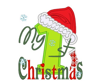 My 1st Christmas Applique designs Christmas Digital Machine Embroidery Applique - for 4x4 5x7 hoop INSTANT DOWNLOAD