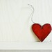 red heart ornaments. bright red ceramic heart. Valentine's Day gift for her, for him. love heart. karoArt ceramics, handmade in Ireland