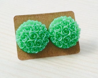 Mint green bouquet post earrings