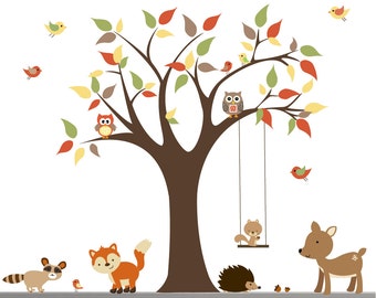 Children Wall Decals For Nursery-Tree with Forest Animals