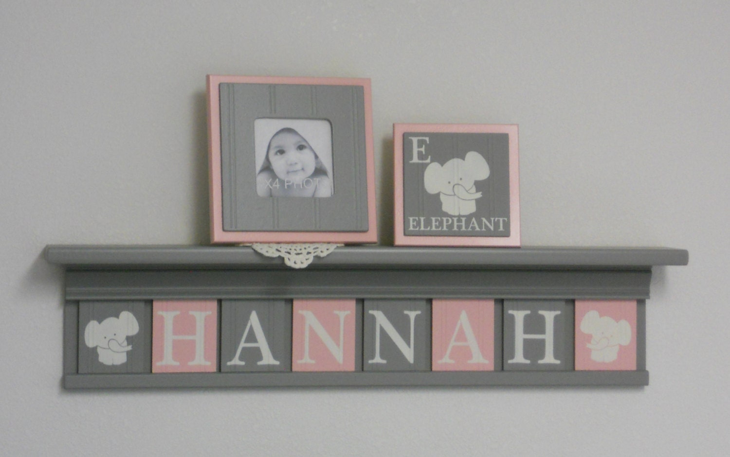 Elephant Nursery Decor Personalized Name Shelves Elephant
