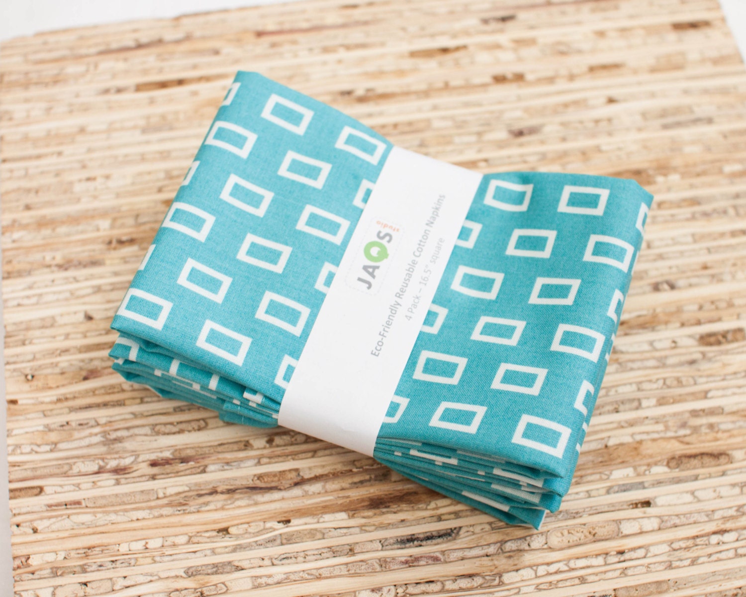 Large Cloth Napkins Set of 4 N2651 Aqua Geometric