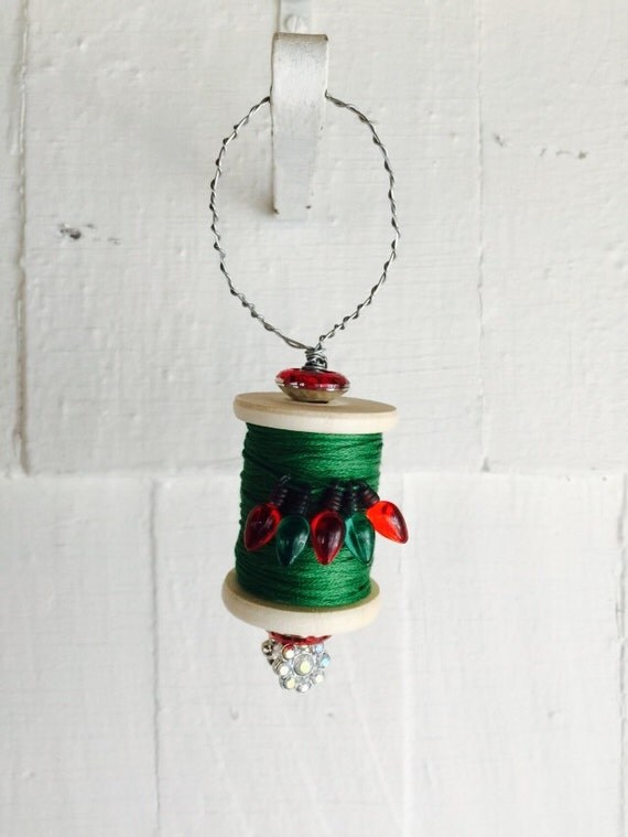 green wooden spool christmas ornament by wellkeptshop on etsy green wooden spool christmas ornament by wellkeptshop on etsy