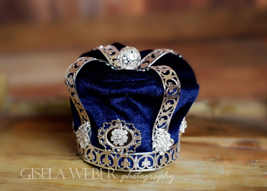 Boy Photo Prop Newborn Crown Silver Baby Crown Blue Baby