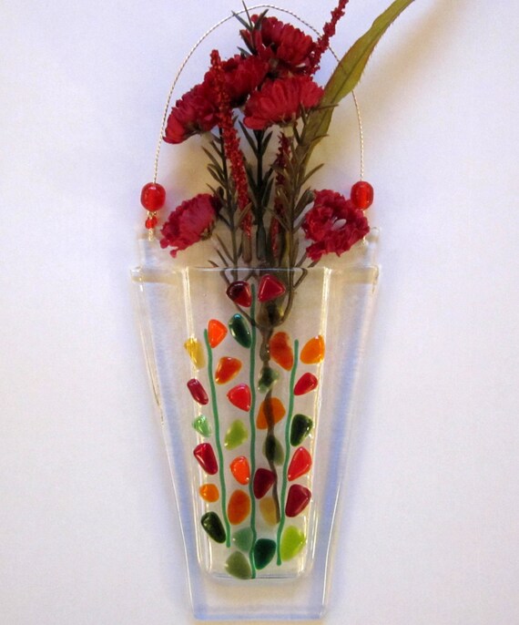 Fused Glass Flower Vase Fused Glass Wall Hanging Vase
