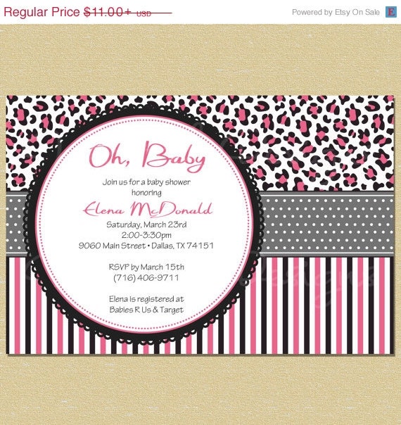 ON SALE Pink Cheetah Baby Shower Invitation Il_570xn