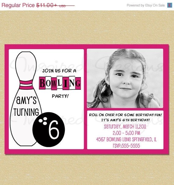 ON SALE Hot Pink Girl Bowling Birthday Invitation - Any Age Il_570xn