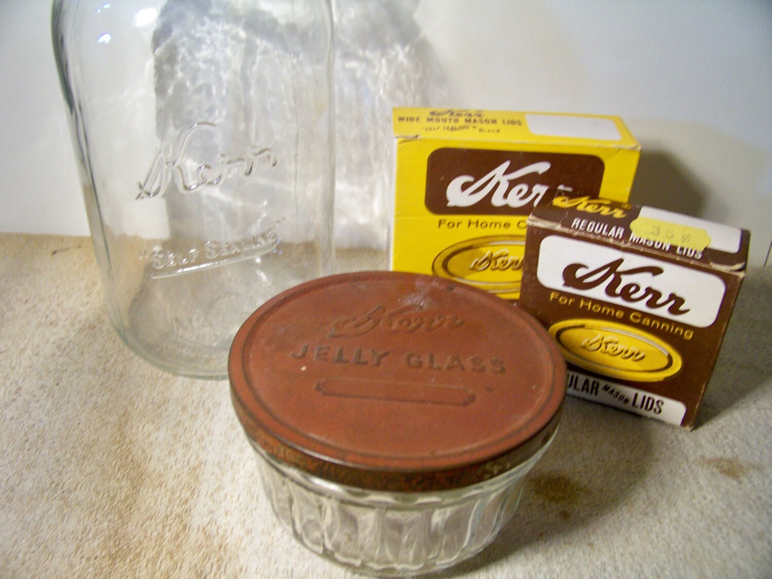 Vintage Kerr Glass Collection Jelly Jar Lid Inserts Mason Jar