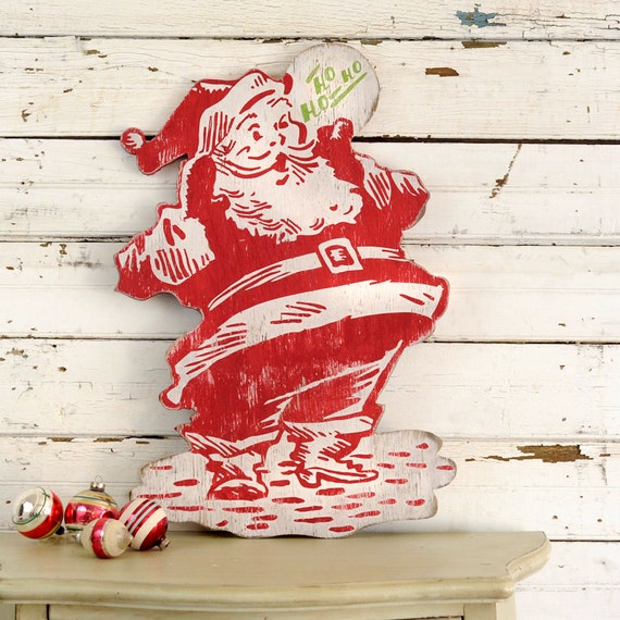 Retro Wooden Santa Claus Decor Rustic Christmas Decor