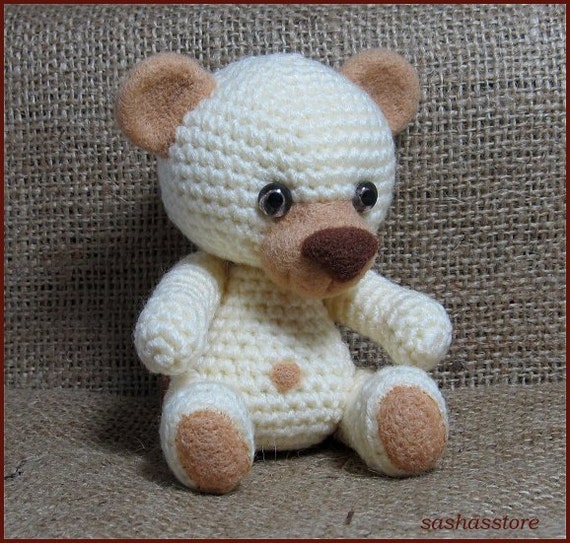 Crochet amigurumi teddy bear with needle felted by sashasstore