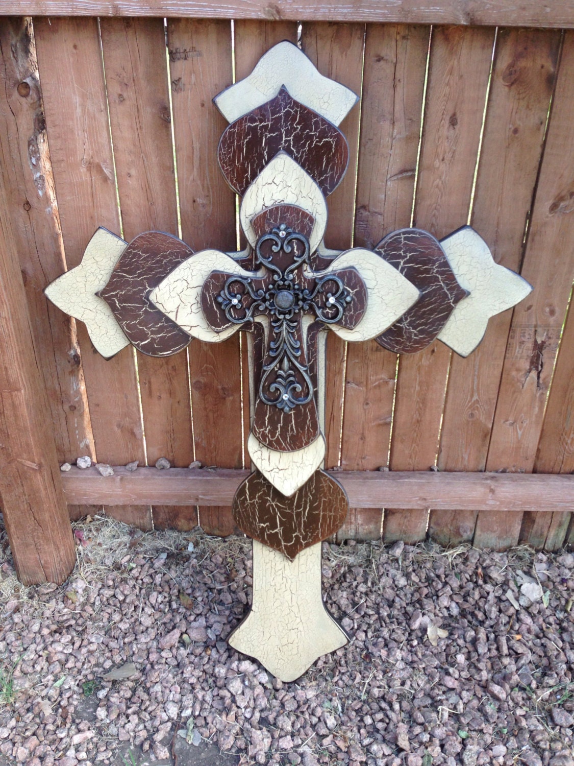 Extra Extra Large Wood Cross 29x39x3 Brown by SignsBYDebbieHess