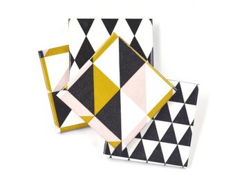 Geometry coasters, Triangle and Harlequin Ceramic Coasters, set of 4