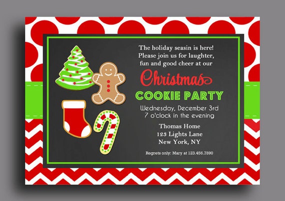 Christmas Cookie Invitation Printable Or Printed With FREE