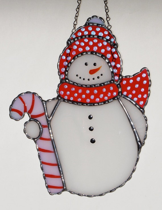 Christmas Holiday Stained Glass Suncatcher Winter Icy