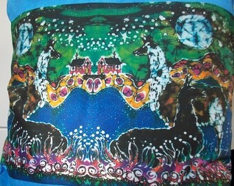 Llama Pillow - Hills Alive With Llamas - Throw Pillow - Batik llama - home decor