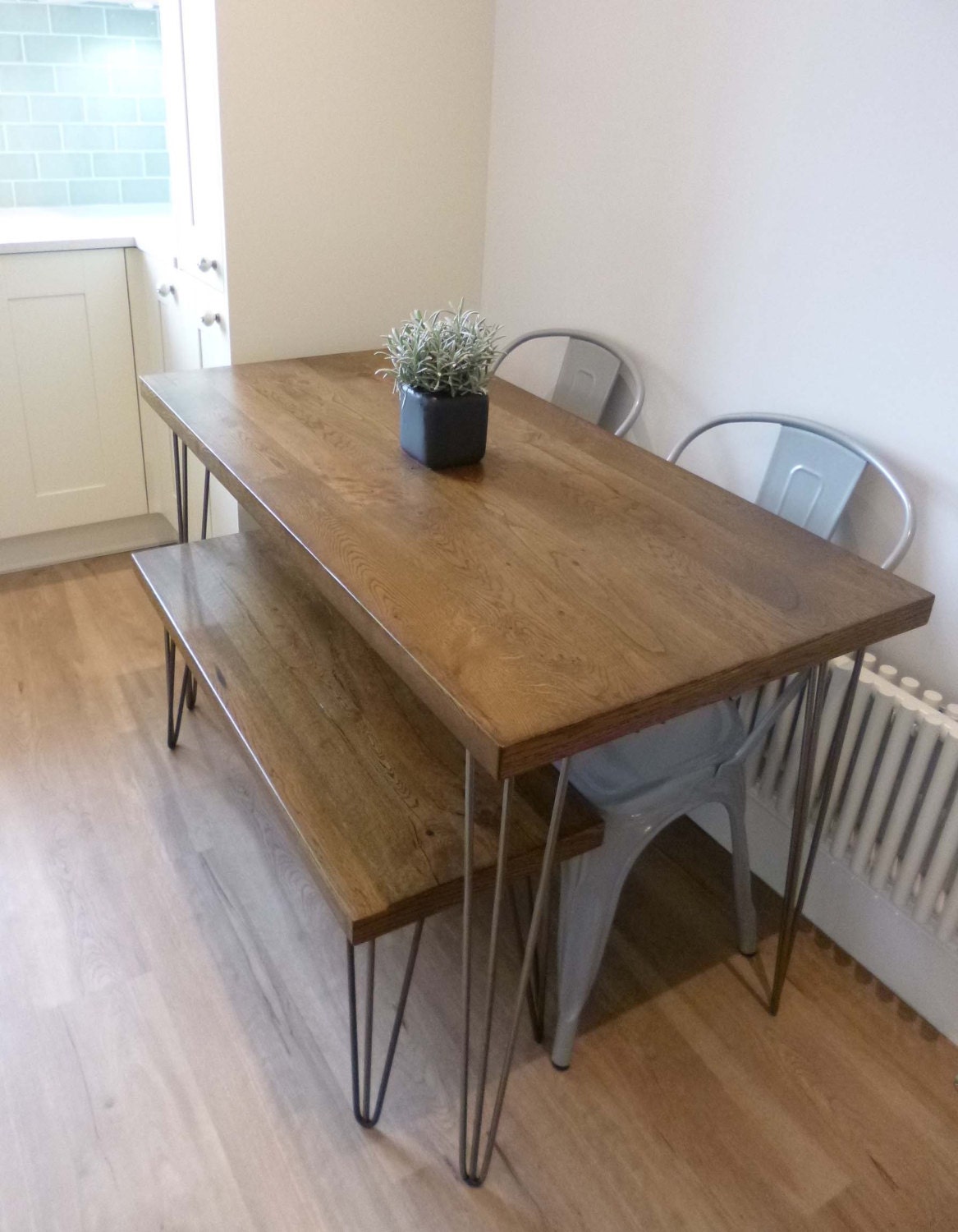 Dining Set Oak Kitchen Table and Matching Bench