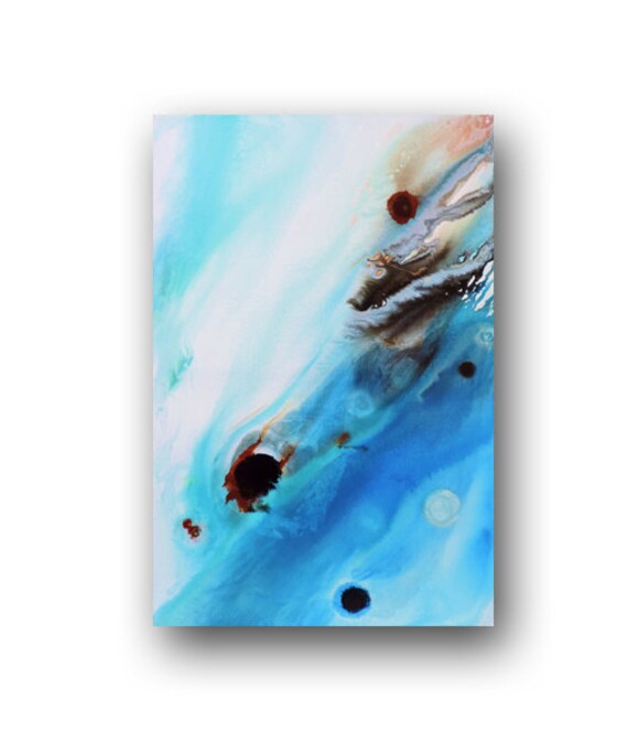 Painting Blue & Teal Painting on Canvas Large Original