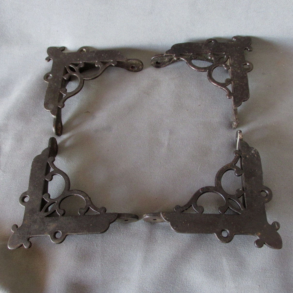 4 Antique Victorian Screen Door Corner Brackets Cast Iron