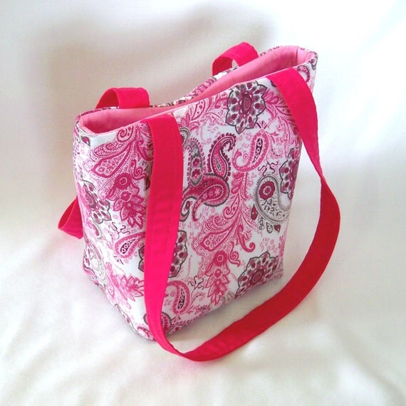 Paisley Purse, Small Tote Bag, Handmade Handbag, Cloth Purse, Pink ...