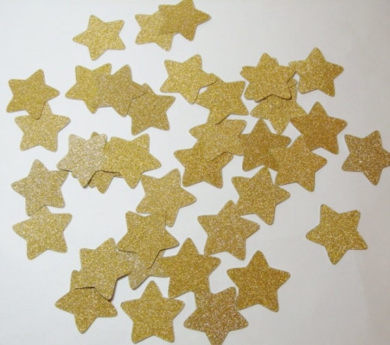 Shimmering Gold Stars Table Scatter 36 Pieces