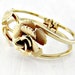 Vintage Hinged Cuff Bracelet, Gold Rose Bracelet, Gold Statement Bracelet, Clamper Bracelet, 1960s Art Nouveau Costume Jewelry, Gift for Her