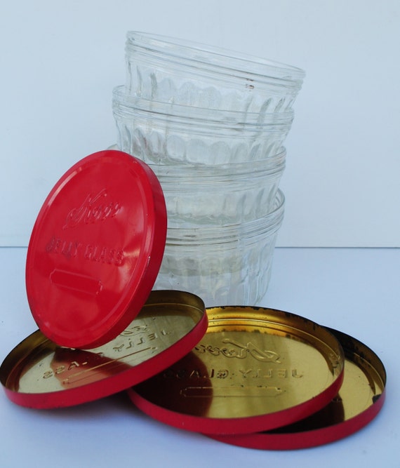 Kerr Jelly Jar Metal Lids Set Four Red Canning by LongestLaugh