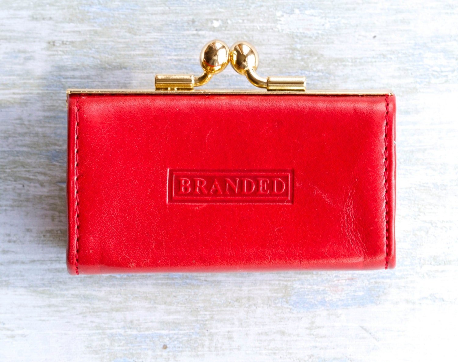 Vintage Twist Clasp Purse Red leather Branded