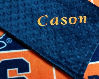 Personalized Syracuse University Fleece and Minky Baby Blanket. Most teams available... Convo me for yours.