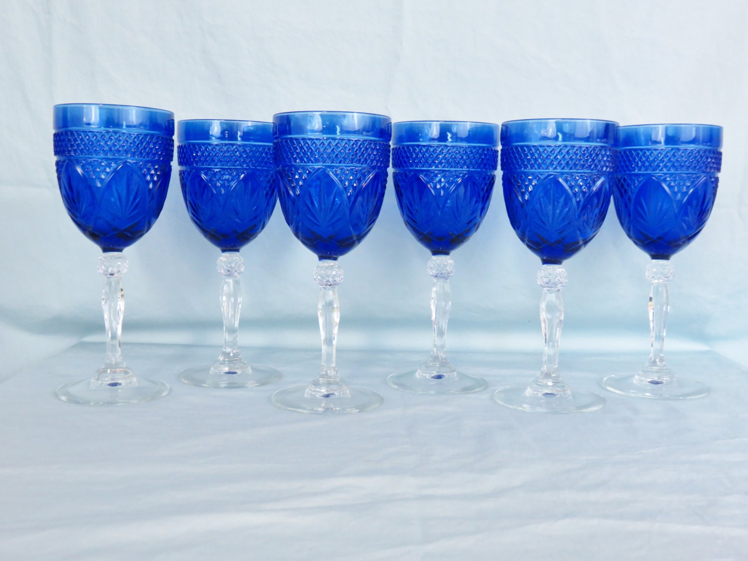 Vintage Imperial Glass Blue Water Goblets 8 Inches By 3 1 4 Inches Haute Juice